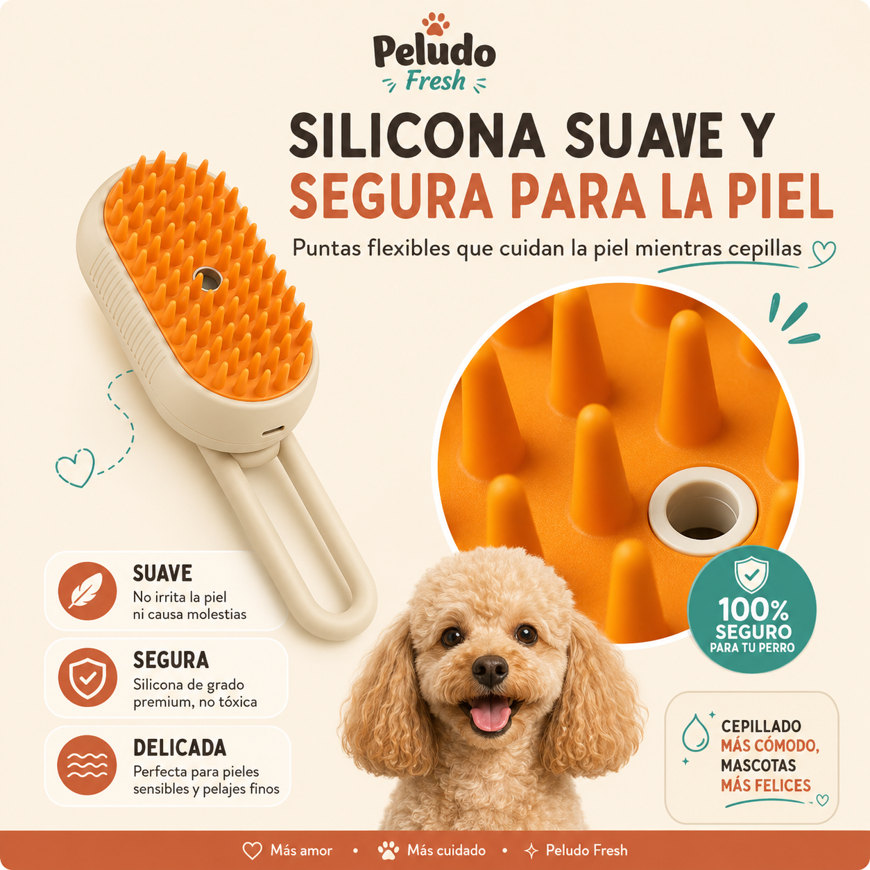 Cepillo de vapor frio para mascotas