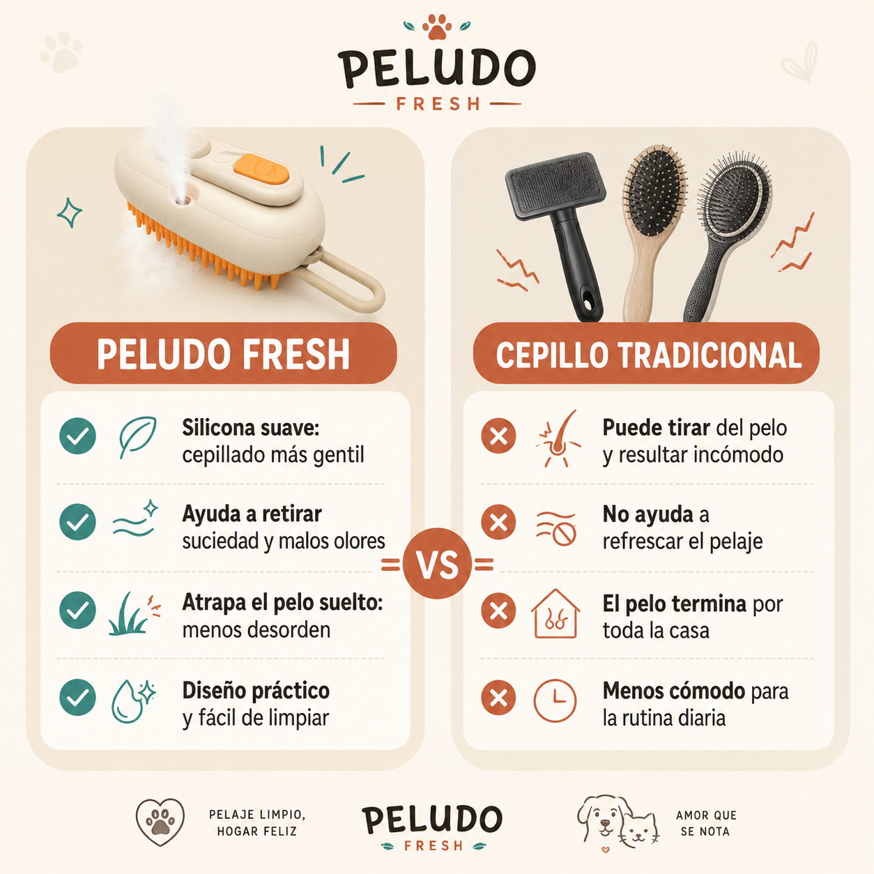 Cepillo de vapor frio para mascotas