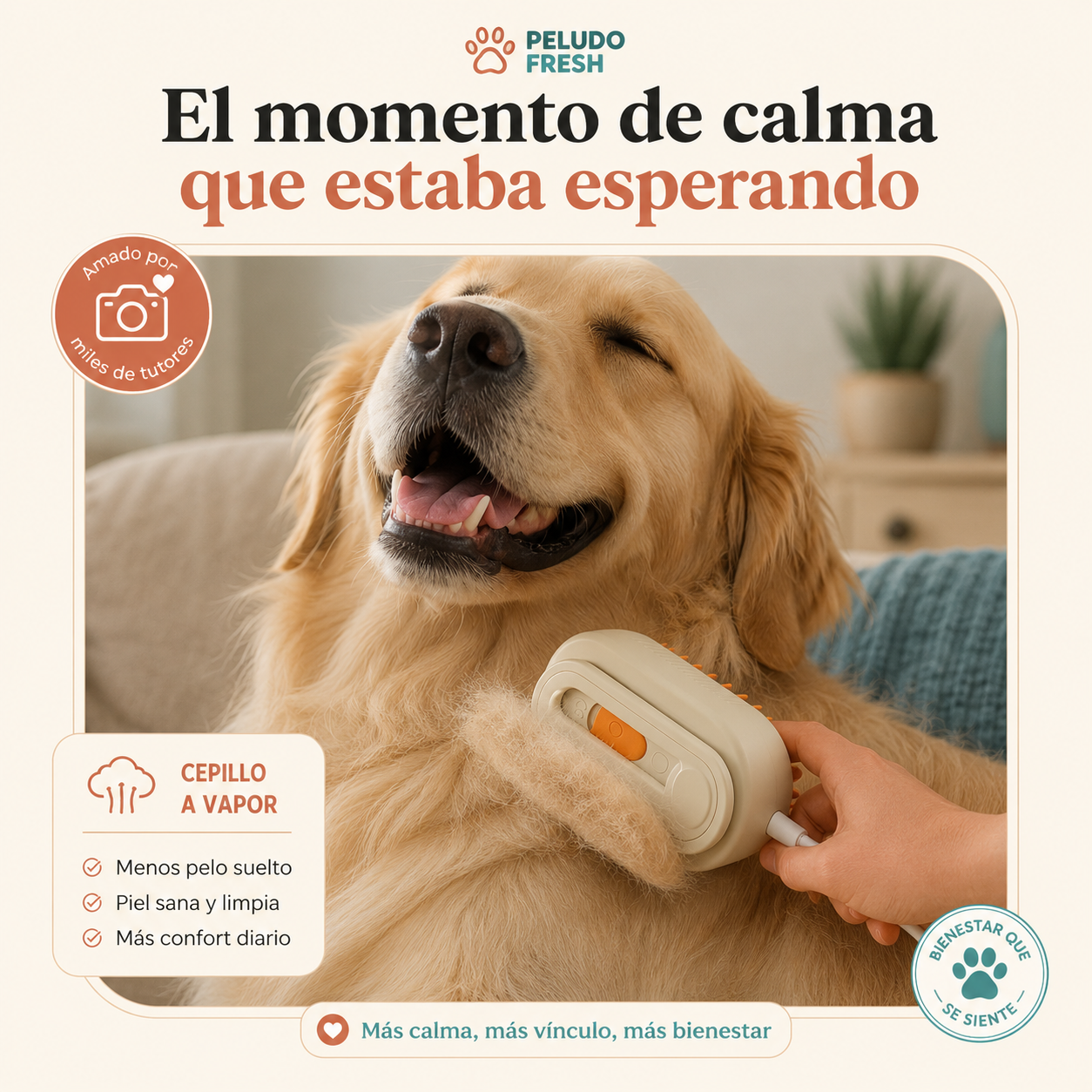 Cepillo de vapor frio para mascotas